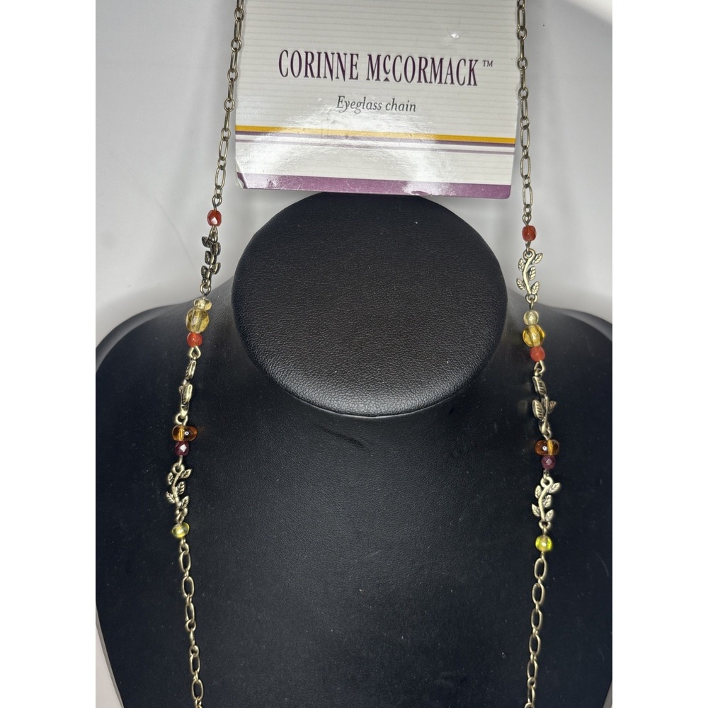 Corinne McCormack (CMc) Vintage Eyeglass Chain 28" Gold Tone Glass Crystal Beads